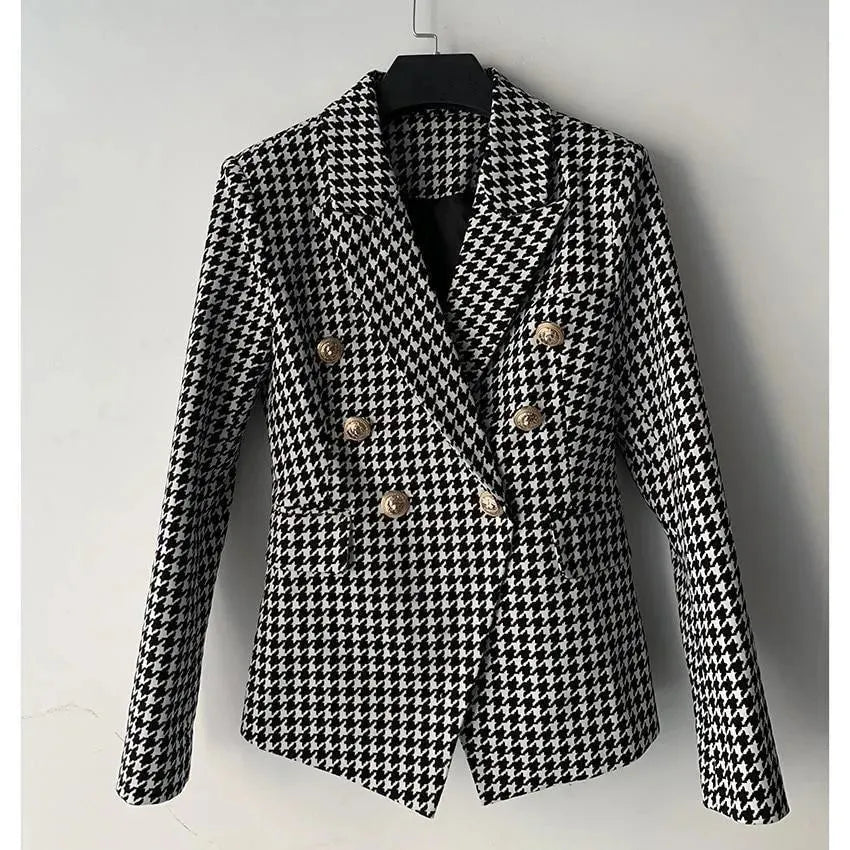 Stilla | Hahnentritt Blazer Damer - Løs - Ternet