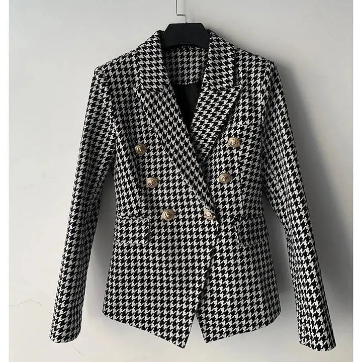 Stilla | Hahnentritt Blazer Damer - Løs - Ternet