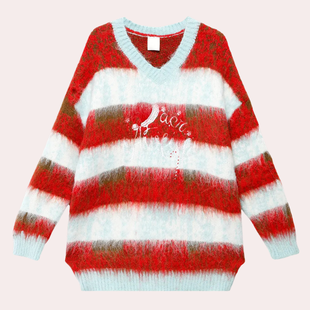 Stilla | Stribet Varm Julesweater til Kvinder
