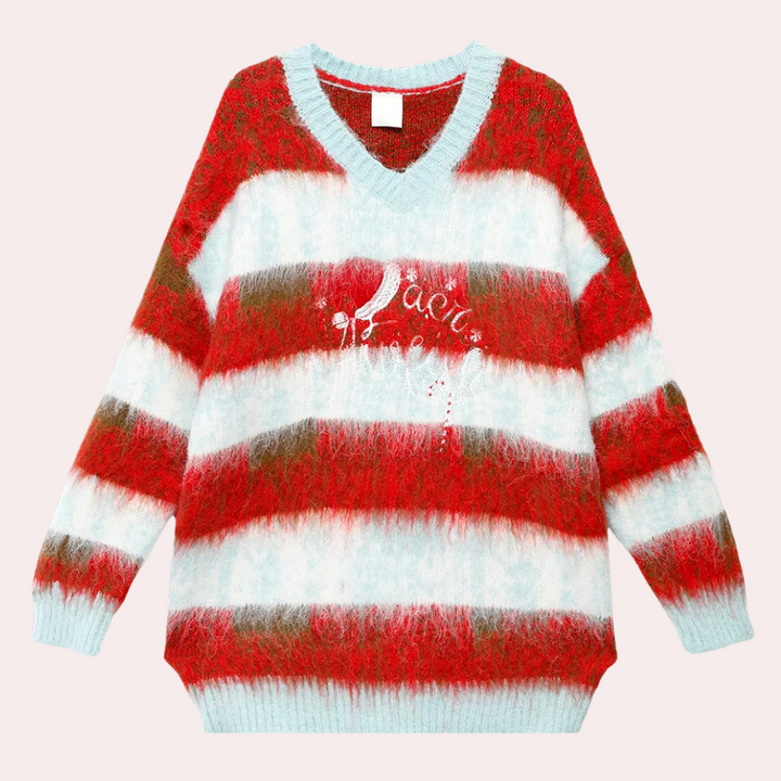 Stilla | Stribet Varm Julesweater til Kvinder