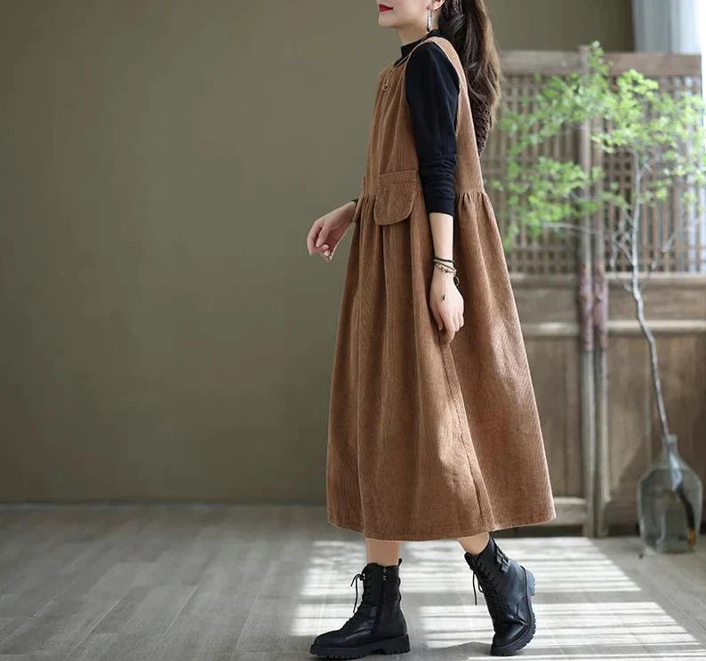 Stilla | Retro Rib Fløjl Kjole