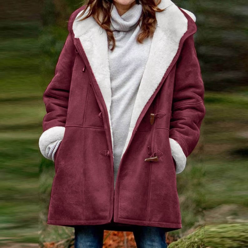 Stilla | Suede Toggle Duffle Frakke Hætte Vinter Duffle Frakke