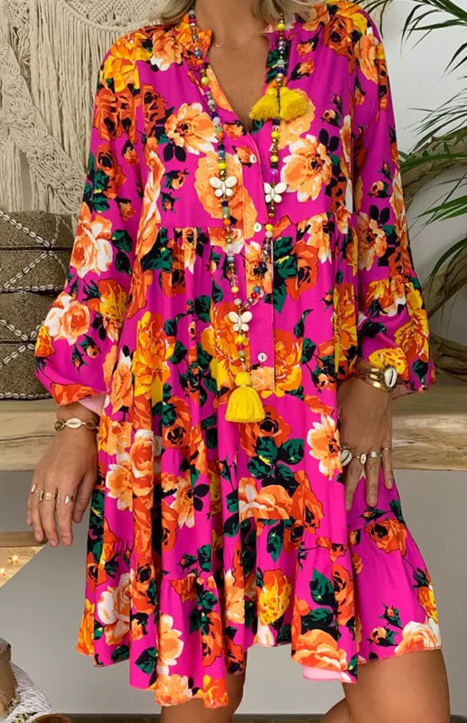 Stilla | Pop Kjole Med Blomstret Print