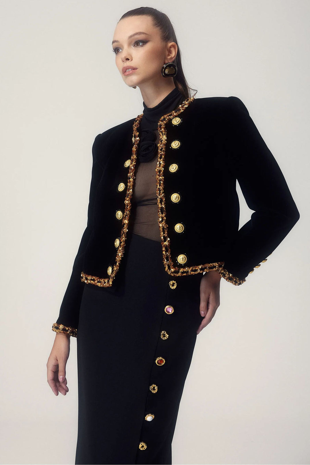 Stilla | Pailletbroderi Samtjacket
