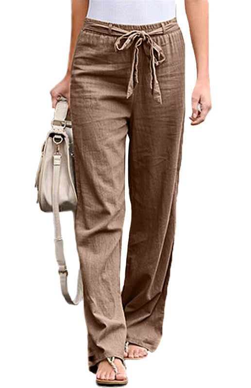 Stilla | Europæisk Og Amerikansk Elastisk Talje Ensfarvet Bælte Løse Bukser