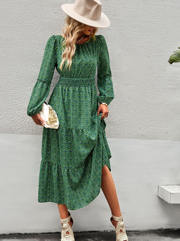 Stilla | Hals Langærmet Boho Print Kjole