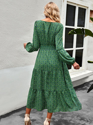 Stilla | Hals Langærmet Boho Print Kjole