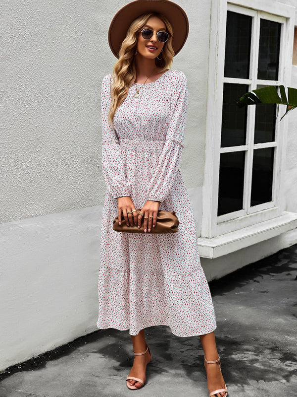 Stilla | Hals Langærmet Boho Print Kjole