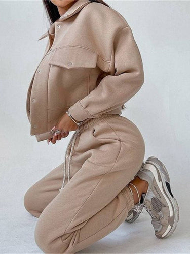 Stilla | Farve Jakke Jakke Casual Bukser Suit Langærmet Jakke Sweater to Delt Suit