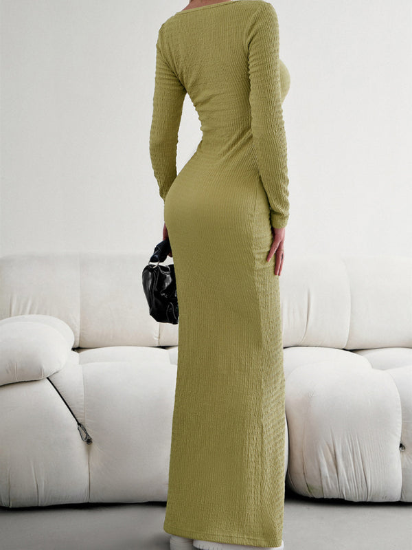 Stilla | Fit Square Neck Langærmet Strikket Kjole