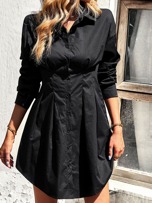 Stilla | Fashion Ensfarvet Skjortekjole