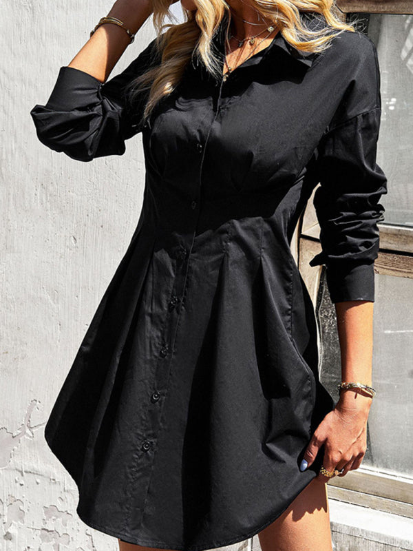 Stilla | Fashion Ensfarvet Skjortekjole