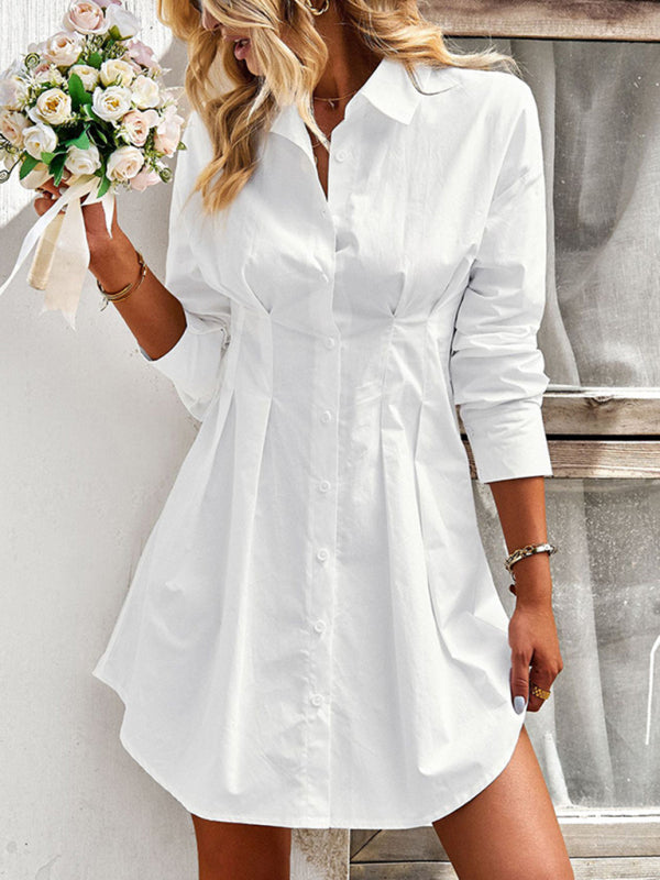 Stilla | Fashion Ensfarvet Skjortekjole