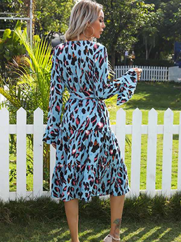 Stilla | Temperament Print Leopard Print Langærmet Kjole