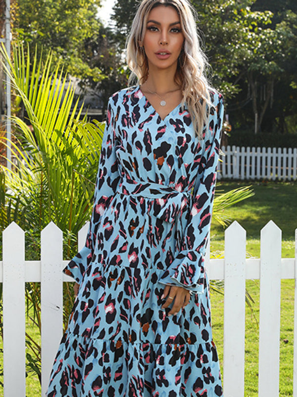 Stilla | Temperament Print Leopard Print Langærmet Kjole