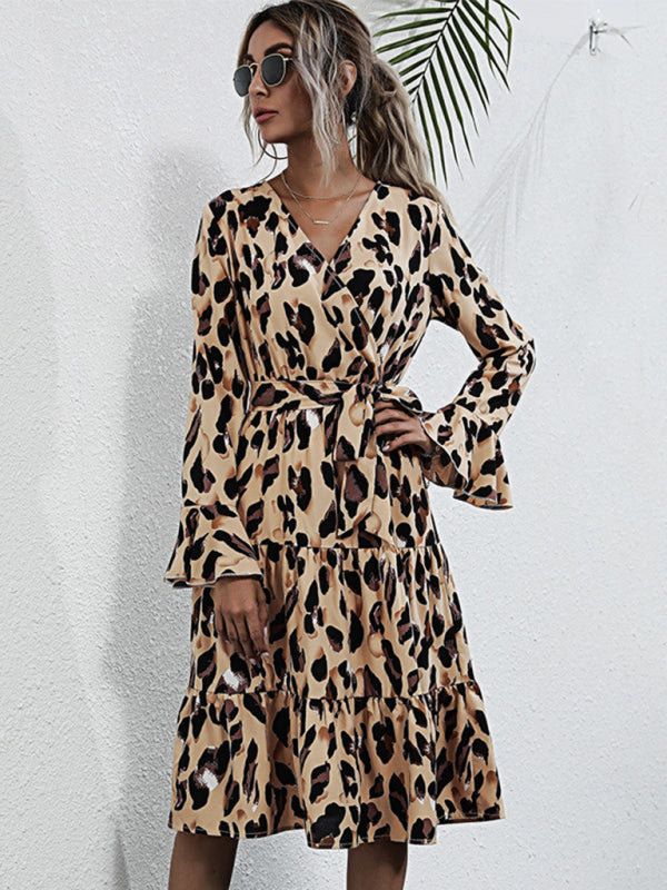 Stilla | Temperament Print Leopard Print Langærmet Kjole