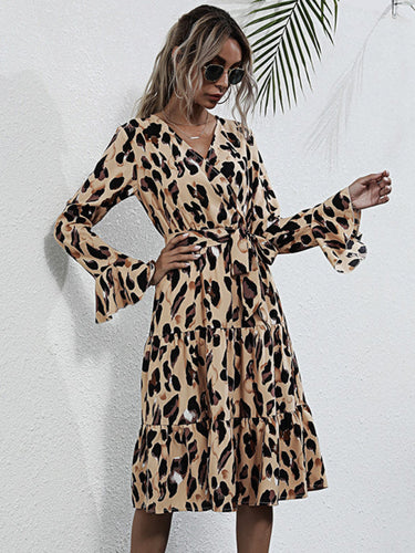 Stilla | Temperament Print Leopard Print Langærmet Kjole