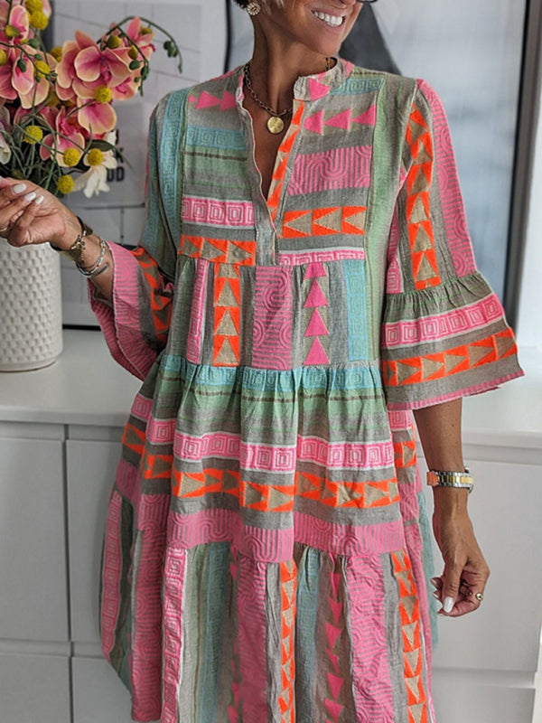 Stilla | Printed V - Hals 3/4 Ærme Kjole