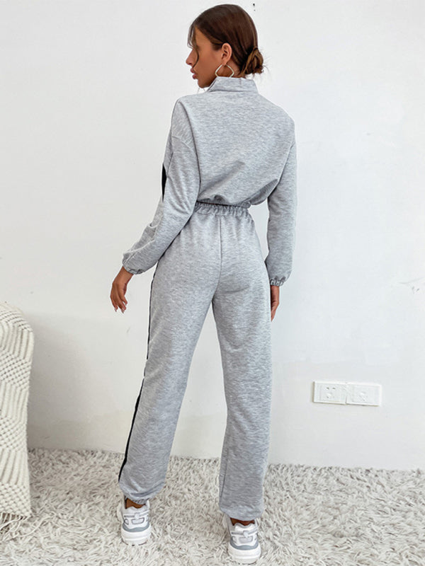 Stilla | Piece Farveblok Langærmet Kort Sweatshirt Sæt