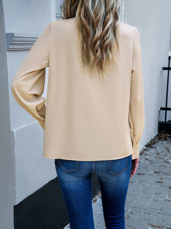 Stilla | Elegant Lace Collar Langærmet Ensfarvet Top