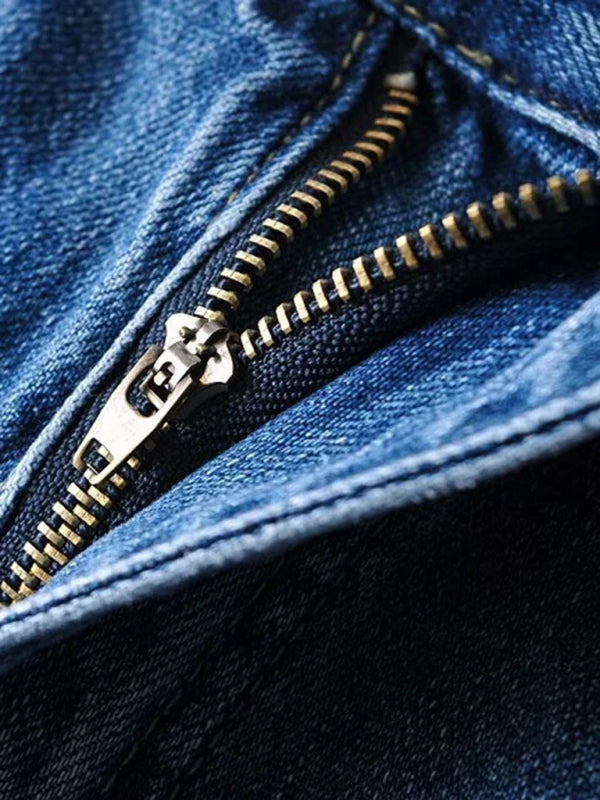 Stilla | Løse Jeans, Revnet Raw Edge Straight Bukser, Gulvrengøringsbukser