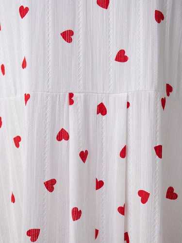 Stilla | Love Print Spliced Lang Lantern Ærme Ren Bomuld Swing Kjole