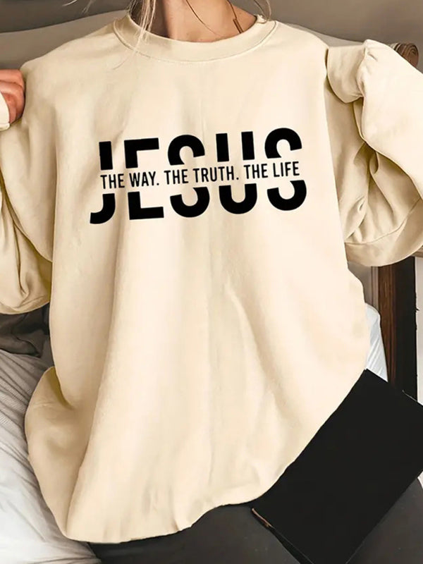 Stilla | Rund Hals Casual Bogstav Mønster Sweatshirt