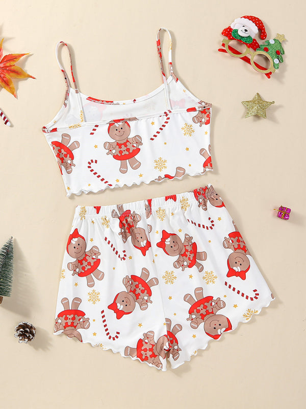 Stilla | Cute Snefnug Print to Delt Loungewear Sæt