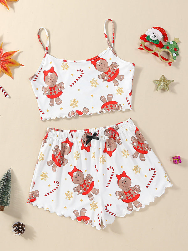 Stilla | Cute Snefnug Print to Delt Loungewear Sæt