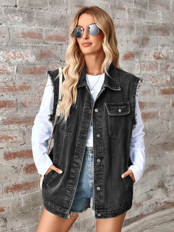 Stilla | Denim Loose Vest Vestjakke Cardigan Top