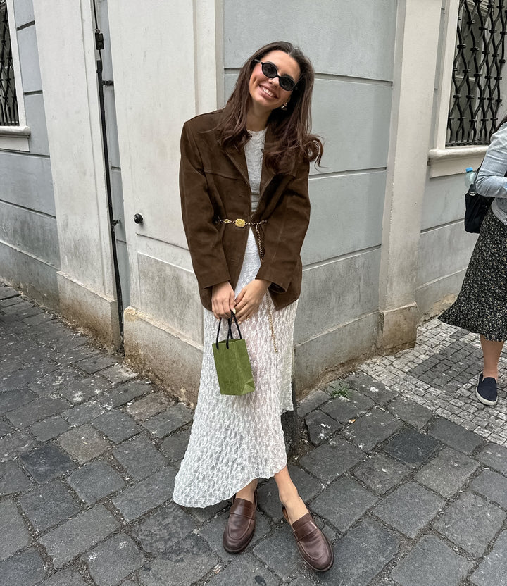 Stilla | Suede Dameblå Jakke Brun