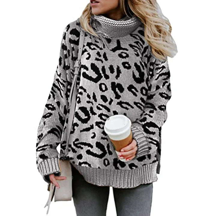 Stilla | Dame sweater med leopardmønster