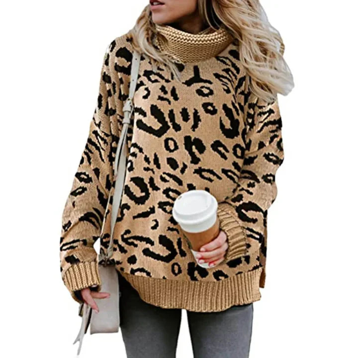 Stilla | Dame sweater med leopardmønster