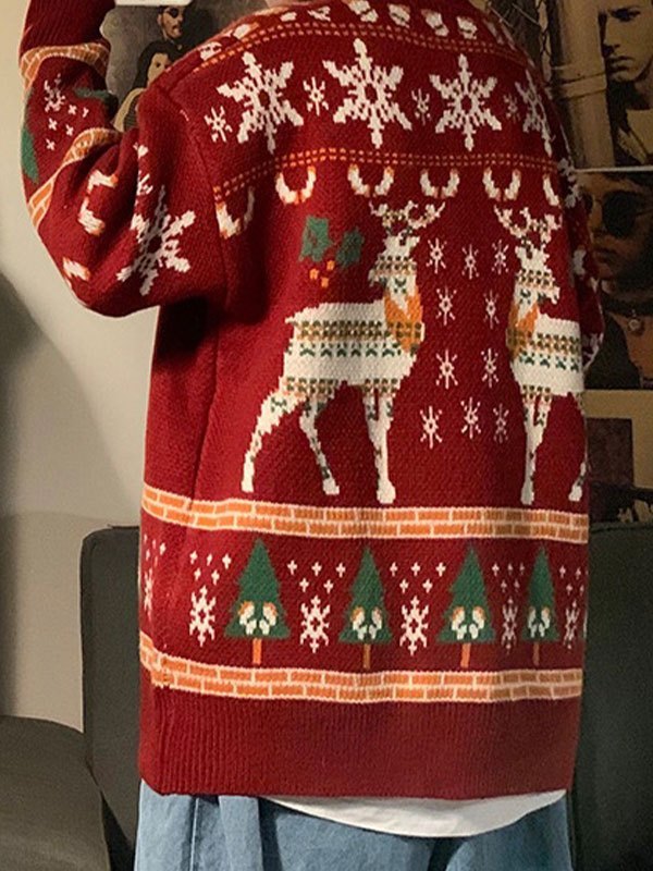 Stilla | Vintage Rundhalset Pullover med julemårdyrtryk