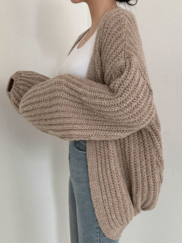 Stilla | Oversized Strikket Cardigan med Lange Ærmer og Åben Front
