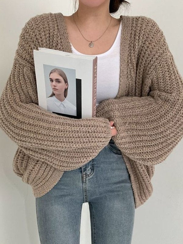 Stilla | Oversized Strikket Cardigan med Lange Ærmer og Åben Front