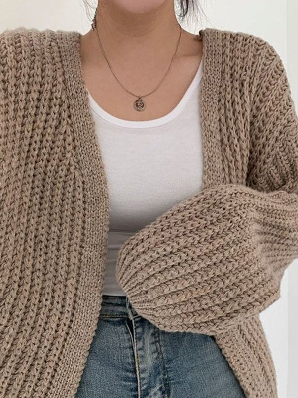 Stilla | Oversized Strikket Cardigan med Lange Ærmer og Åben Front