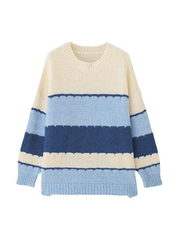 Stilla | Stribet Sweatshirt med Rundhals