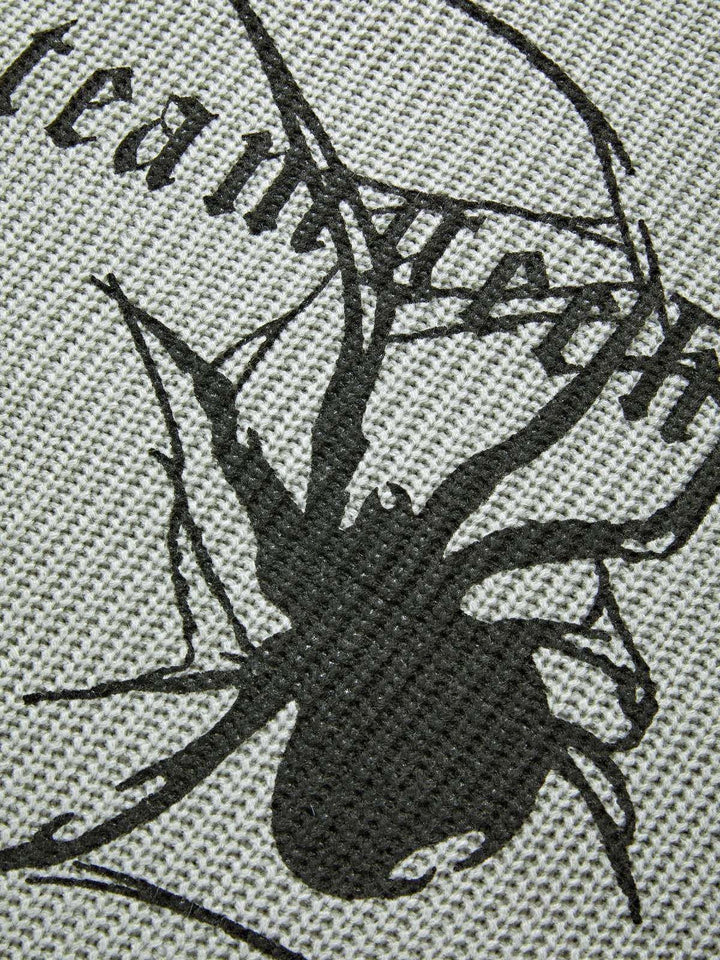 Stilla | Punk Ribbestrikket Sweatshirt med Trykt Edderkop
