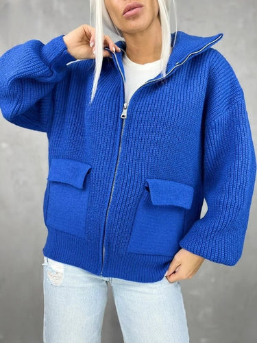 Stilla | Strikkemateriale Løs pasform Lynlås Klaplommer