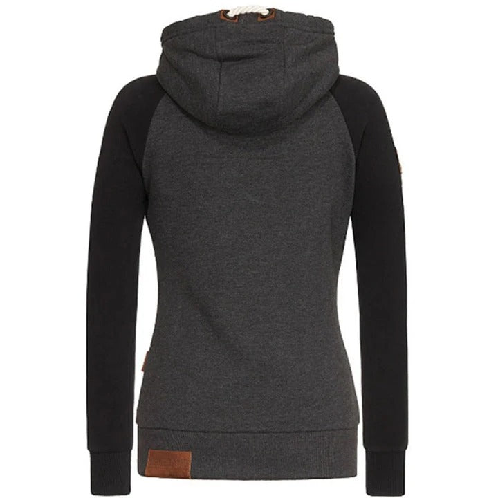 Stilla | Hoodie med lynlås Slim Fit strikstof ribkant lommer og snoretrækhætte