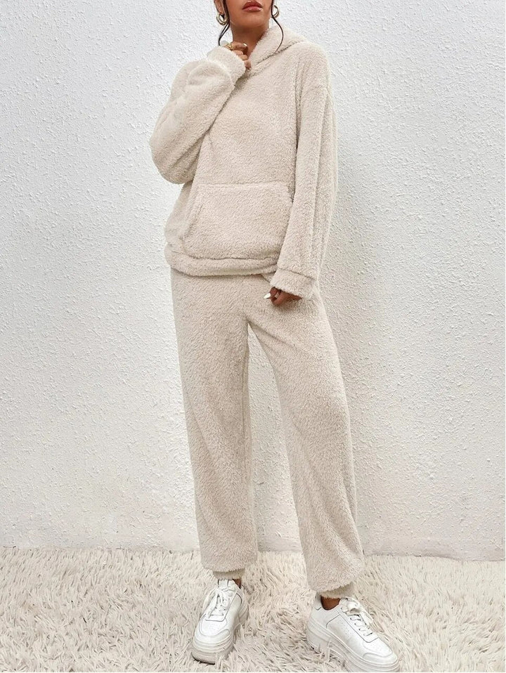 Stilla | Lounge sæt teddy fleece afslappet pasform hætte og kængurulomme