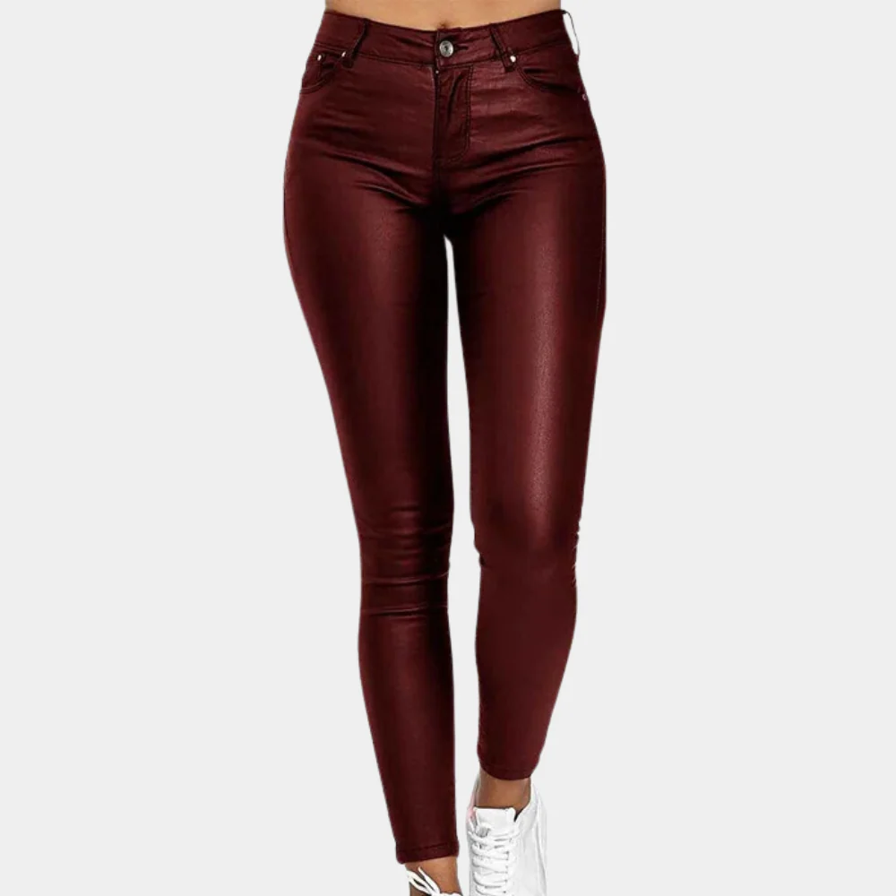 Stilla | Slim Fit Læderlook Fuldlængde Five Pocket Design