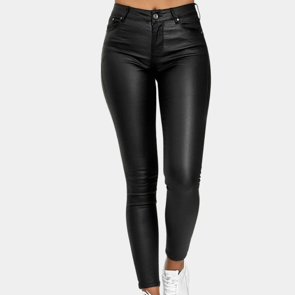 Stilla | Slim Fit Læderlook Fuldlængde Five Pocket Design