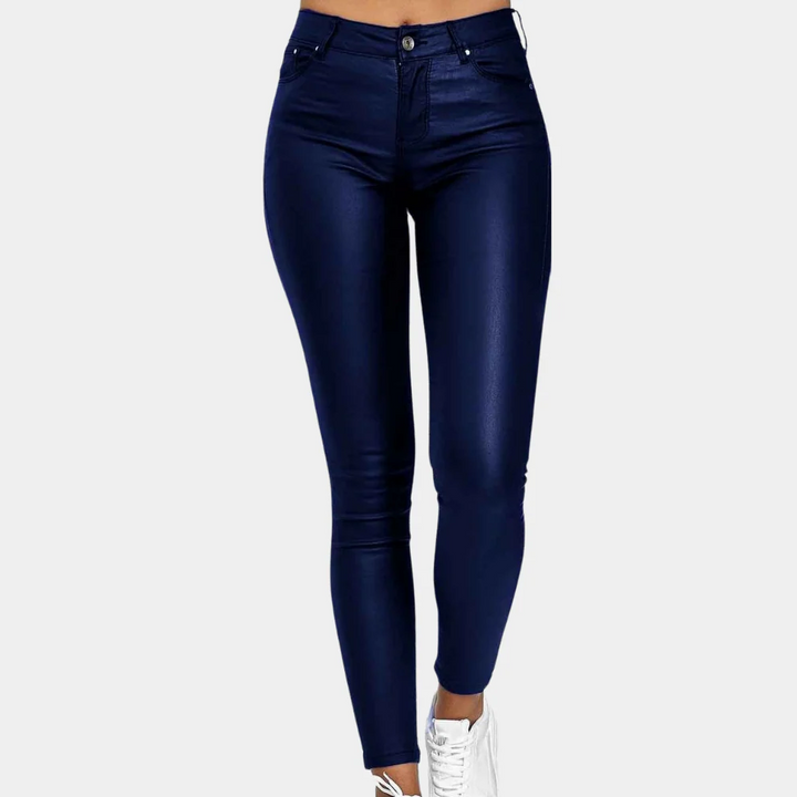 Stilla | Slim Fit Læderlook Fuldlængde Five Pocket Design