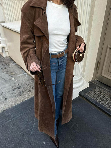 Stilla | Trenchcoat Relaxed Fit Sædværdetexter Dobbeltknap Med Bælte