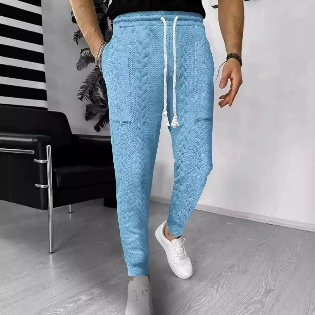 Stilla | Bukser Jogger Jacquard Struktur Lige pasform Snøre Omslagbukser