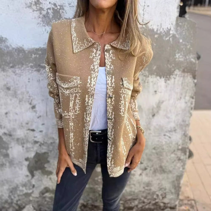 Stilla | Strikket uldblanding Casual pasform Metal knapper med revers
