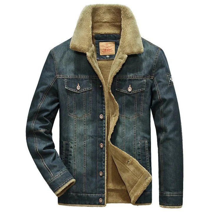 Stilla | Jakke Denim Regelmæssig Pasform Foret Med Kunstpels Knaplukning Casual