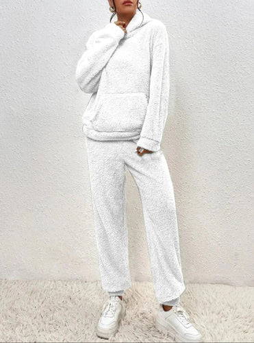 Stilla | Lounge sæt teddy fleece afslappet pasform hætte og kængurulomme